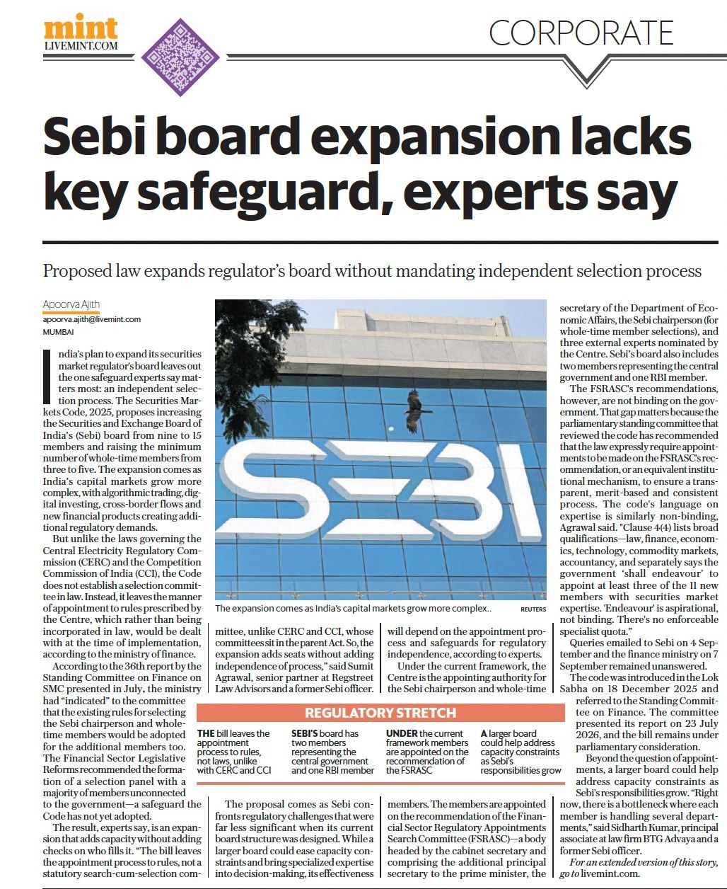 SEBI Board expansion under the Securities Markets Code - Regstreet Law Advisors